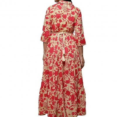 Women Cotton Tiered Printed Dress